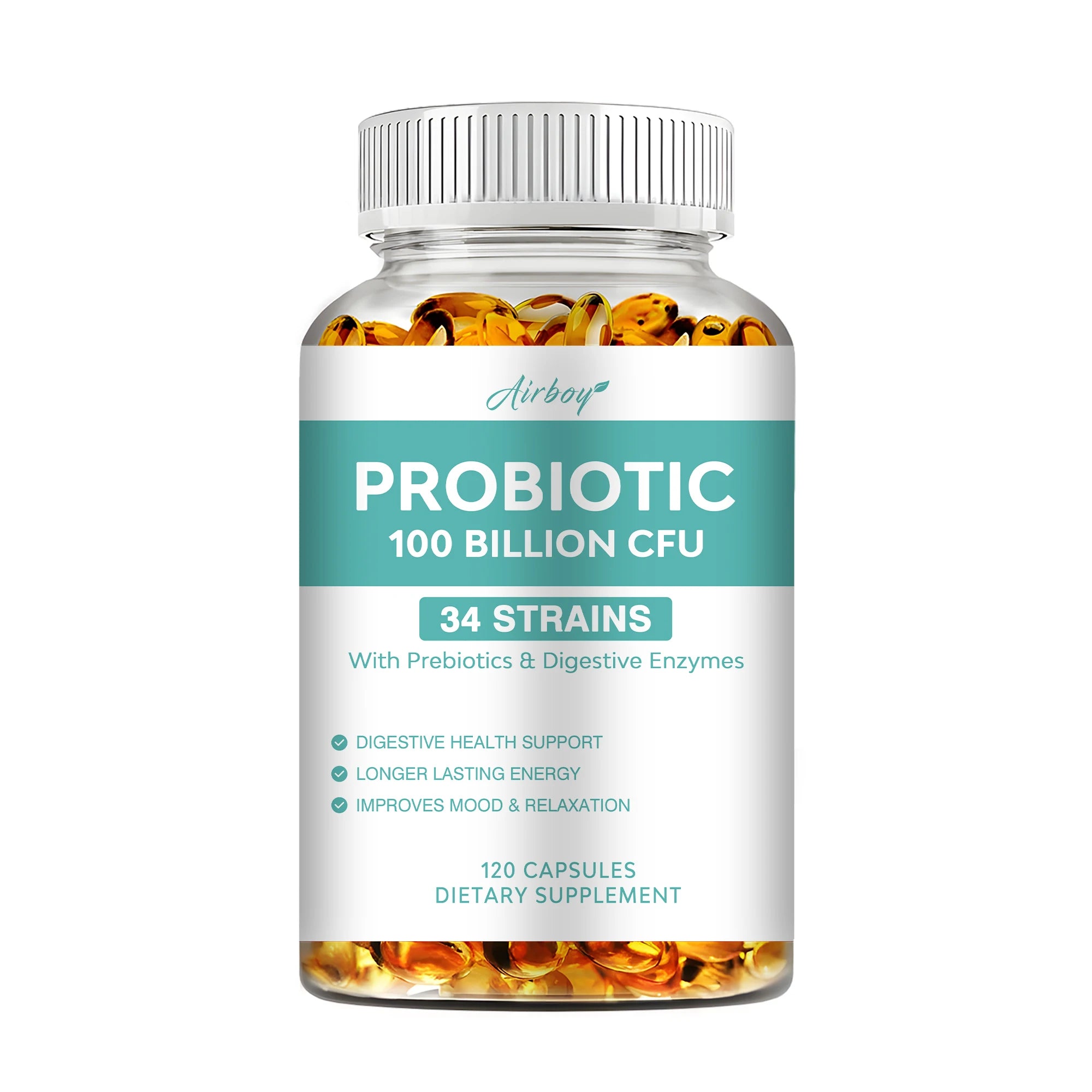 Probiotics 100 Billion CFU - Digestive and Intestinal Health, Relieve Bloating and Constipation, Enhance Immunity - 120 Capsules