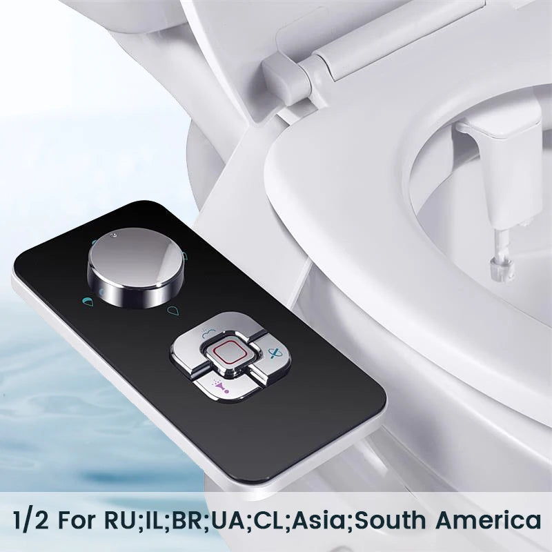 Ultra-Thin Bidet Toilet Seat Attachment – Non-Electric, Self-Cleaning Dual Nozzles for Frontal & Rear Wash