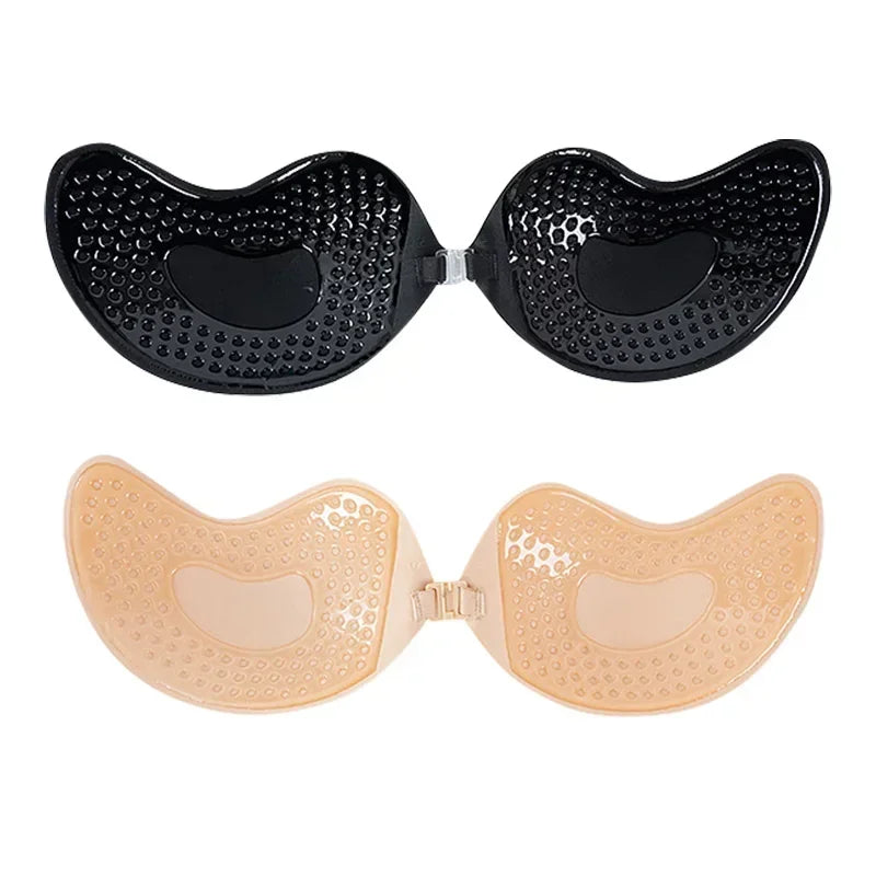 1/2Pcs Sexy Invisible Push-Up Self-Adhesive Silicone Bra – Backless & Strapless with Front Closure