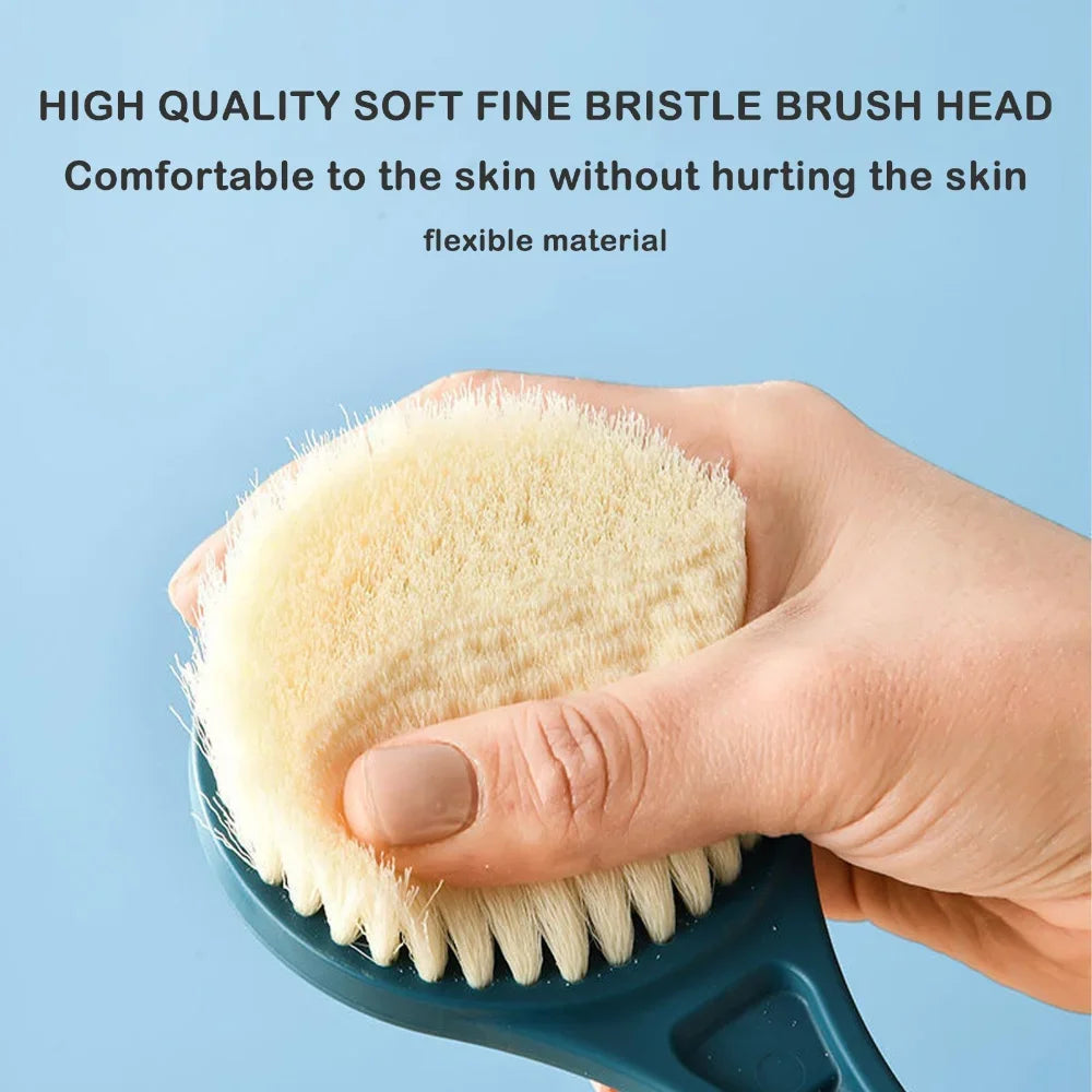 1pc Long Handle Bath Brush – Soft Hair Back Scrubber, Body Massage Brush for Shower & Mud Treatment