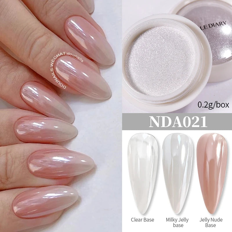 NICOLE DIARY Moonlight Mirror Nail Powder - Aurora Silver Chrome Pigment for UV Gel