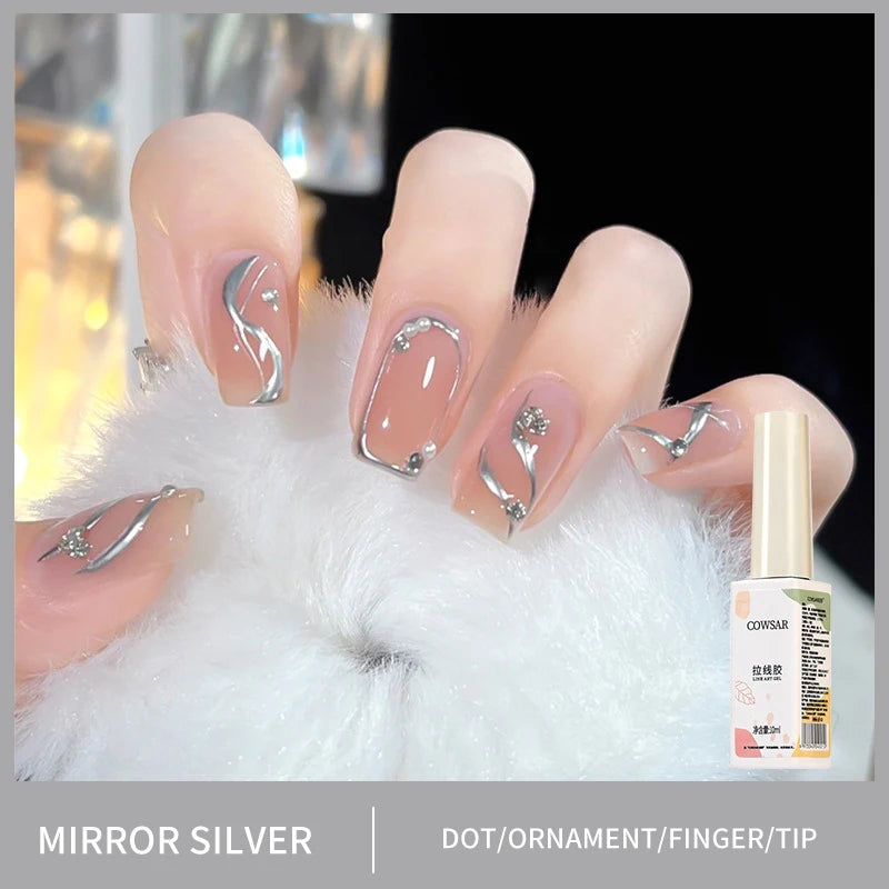 Metallic Gold Mirror Effect Gel Nail Polish - French Art & Glitter UV Gel