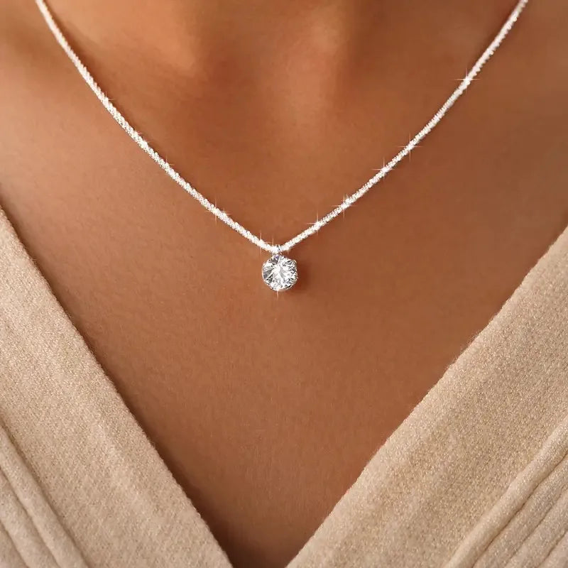 GRA 1CT Sparkling Luxury Moissanite Diamond White Pendant Necklace for Women