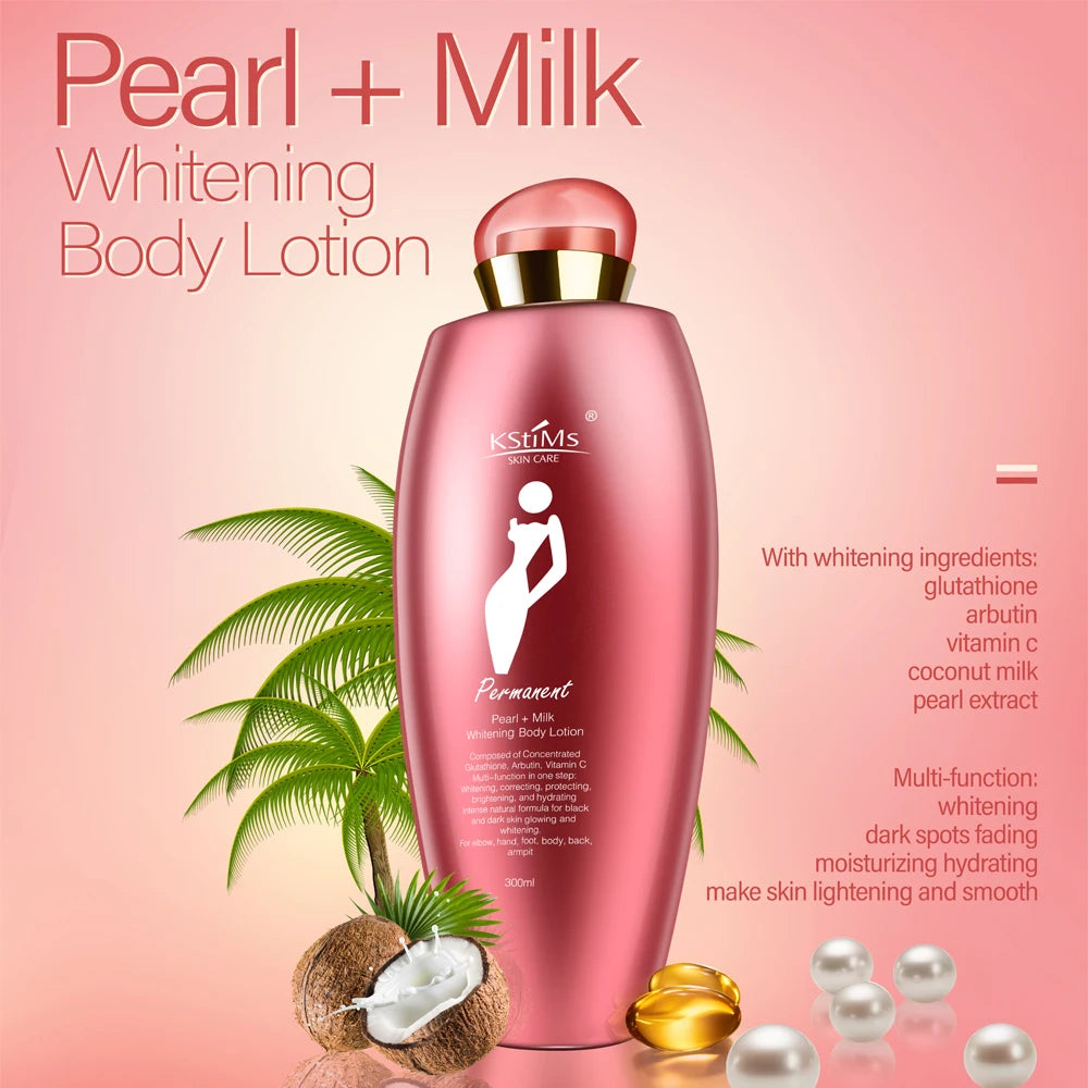 Korean Women’s Whitening Coconut Pearl Milk Body Lotion – Lightening & Brightening for Dark and Black Skin (300ml)