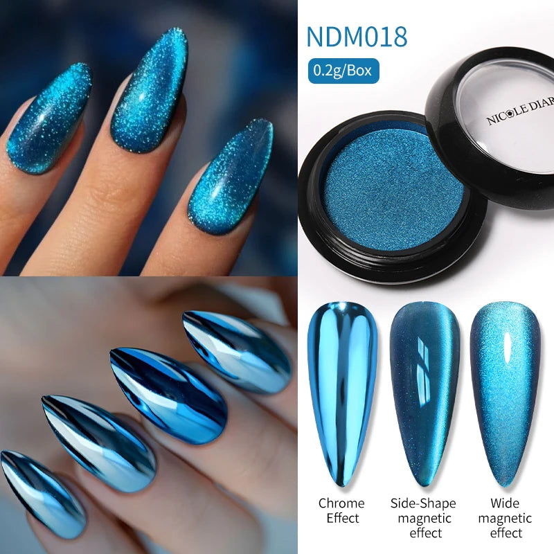 NICOLE DIARY Moonlight Mirror Nail Powder - Aurora Silver Chrome Pigment for UV Gel