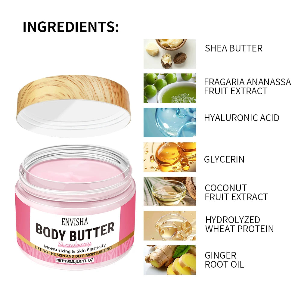 Skin Care Strawberry Body Butter Lotion – Whitening, Deeply Moisturizing, Brightening, Melanin Removal, Elasticity & Lifting Cream