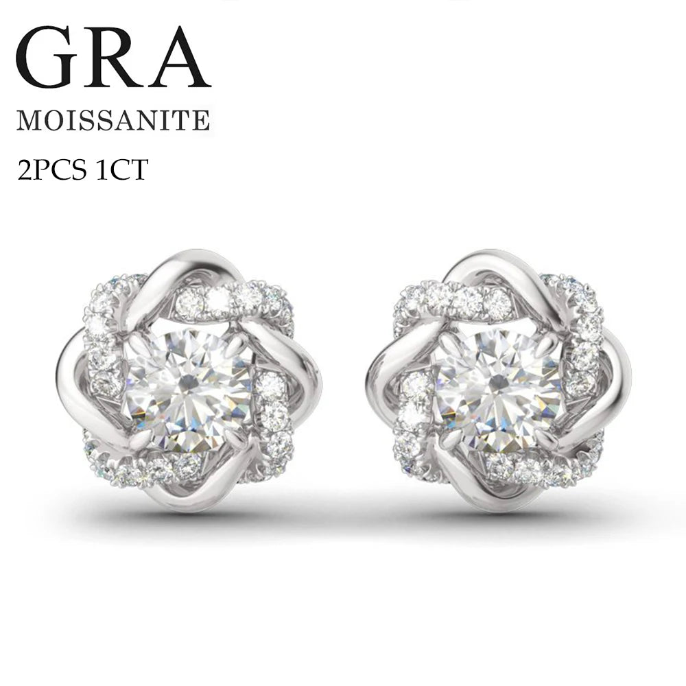 Trend Knot of Love 2 Carat 6.5mm Moissanite Stud Earrings