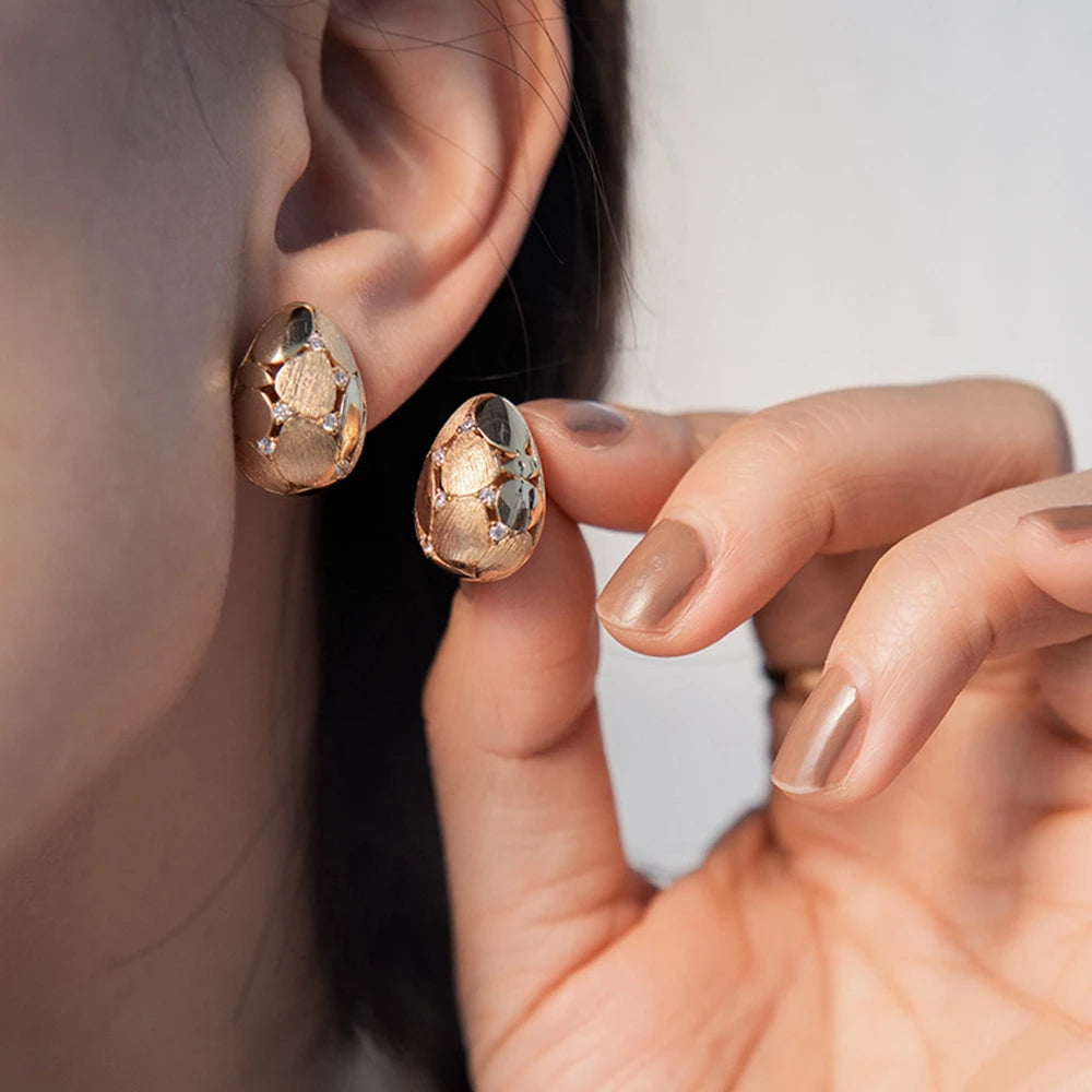 18K Gold Plated 925 Sterling Silver Lab Sapphire Pear Ear Studs Earrings for Women