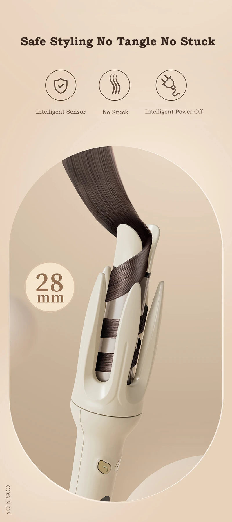 Automatic Hair Curler 28mm Negative Ions Ceramic Curling Iron