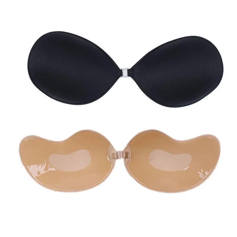 1/2Pcs Sexy Invisible Push-Up Self-Adhesive Silicone Bra – Backless & Strapless with Front Closure