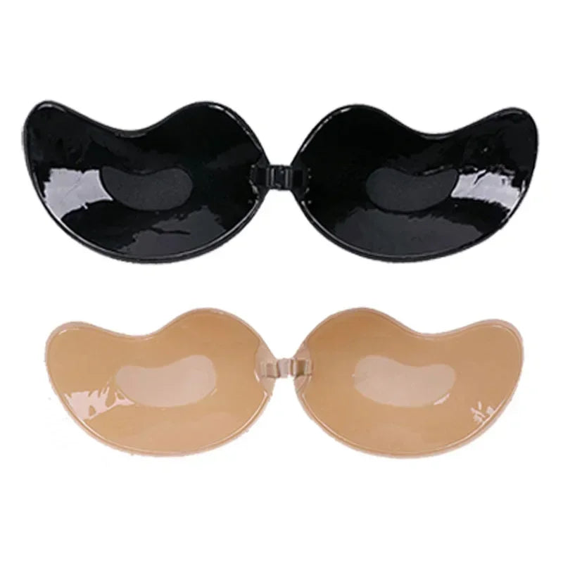 1/2Pcs Sexy Invisible Push-Up Self-Adhesive Silicone Bra – Backless & Strapless with Front Closure