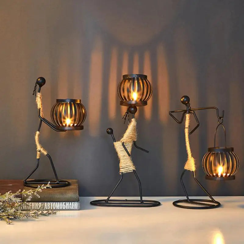 Creative Iron African Metal Candle Holder – Elegant Candlesticks for Weddings, Christmas, and Home Decor