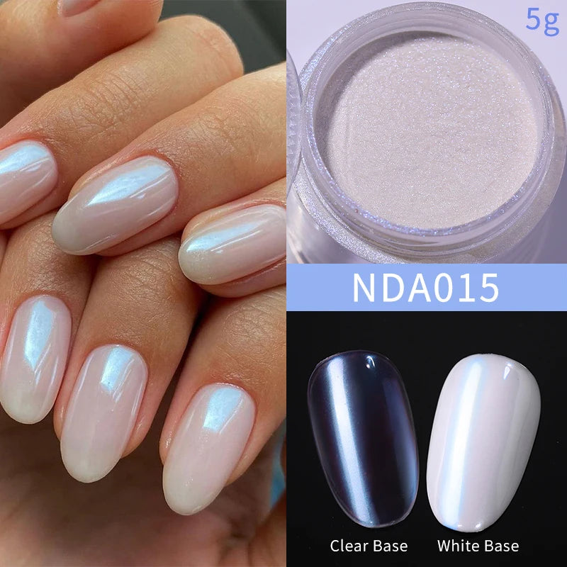 NICOLE DIARY Moonlight Mirror Nail Powder - Aurora Silver Chrome Pigment for UV Gel