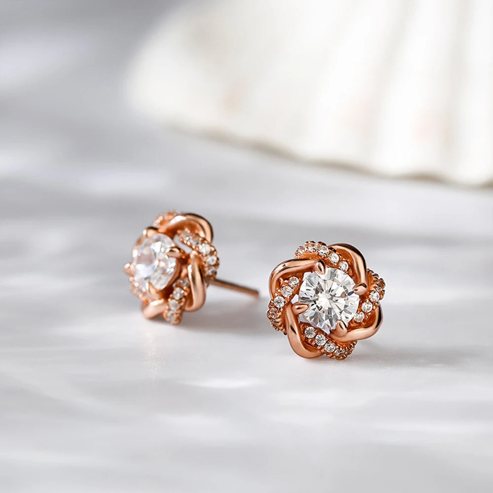 Trend Knot of Love 2 Carat 6.5mm Moissanite Stud Earrings