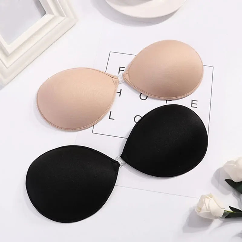 1/2Pcs Sexy Invisible Push-Up Self-Adhesive Silicone Bra – Backless & Strapless with Front Closure