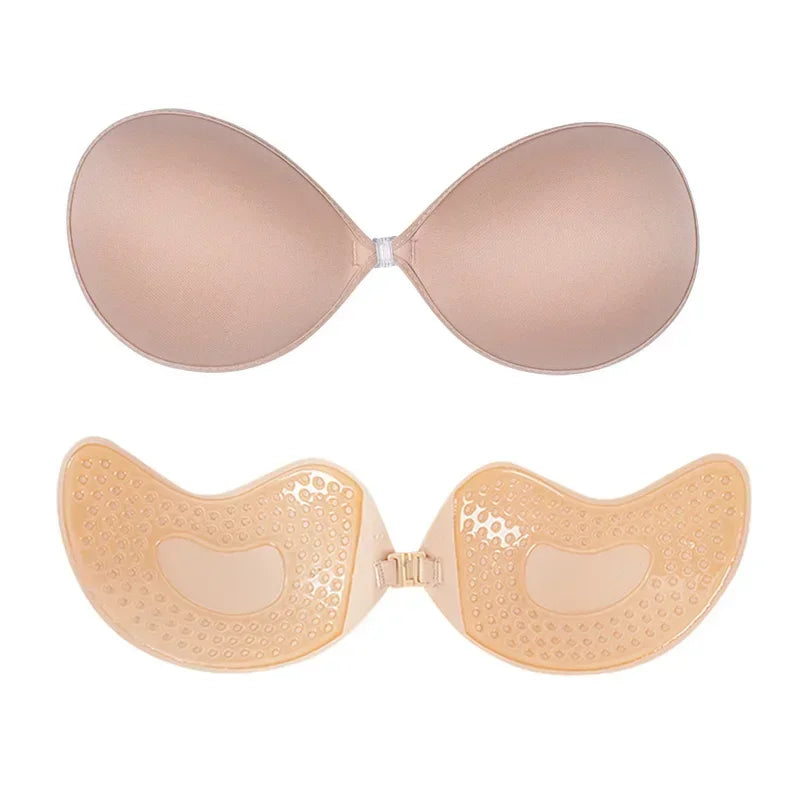 1/2Pcs Sexy Invisible Push-Up Self-Adhesive Silicone Bra – Backless & Strapless with Front Closure