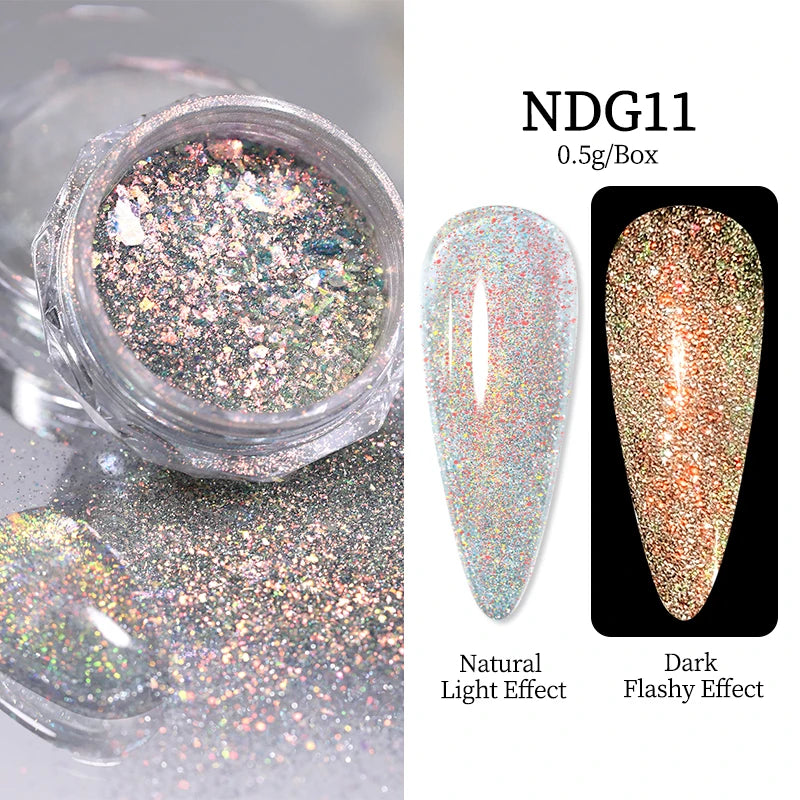 NICOLE DIARY Moonlight Mirror Nail Powder - Aurora Silver Chrome Pigment for UV Gel