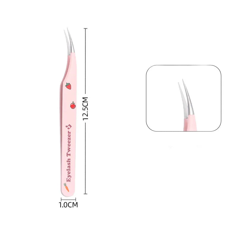 6-Piece Stainless Steel False Eyelash Tweezers Set – Anti-Static, Curved & Straight Tools for 3D Lash Extensions