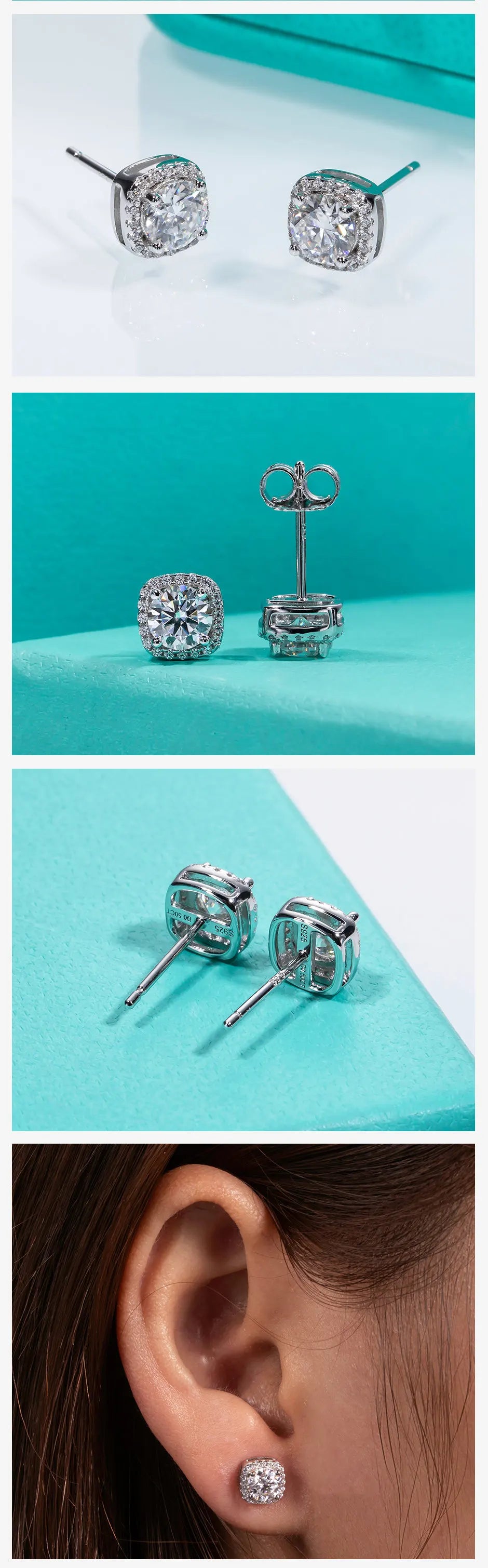 AnuJewel 5mm 1CTTW D Color Moissanite Diamond 925 Sterling Silver Stud Earrings