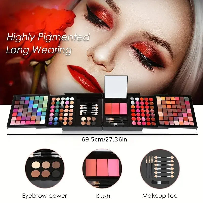 177-Piece Makeup Set – Eyeshadow Palette, Blush, Lip Gloss, Concealer & More – All-in-One Women’s Makeup Kit with Mirror