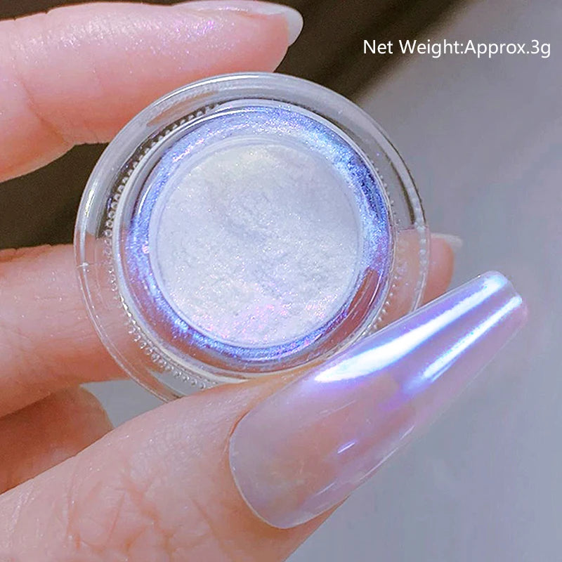 NICOLE DIARY Moonlight Mirror Nail Powder - Aurora Silver Chrome Pigment for UV Gel