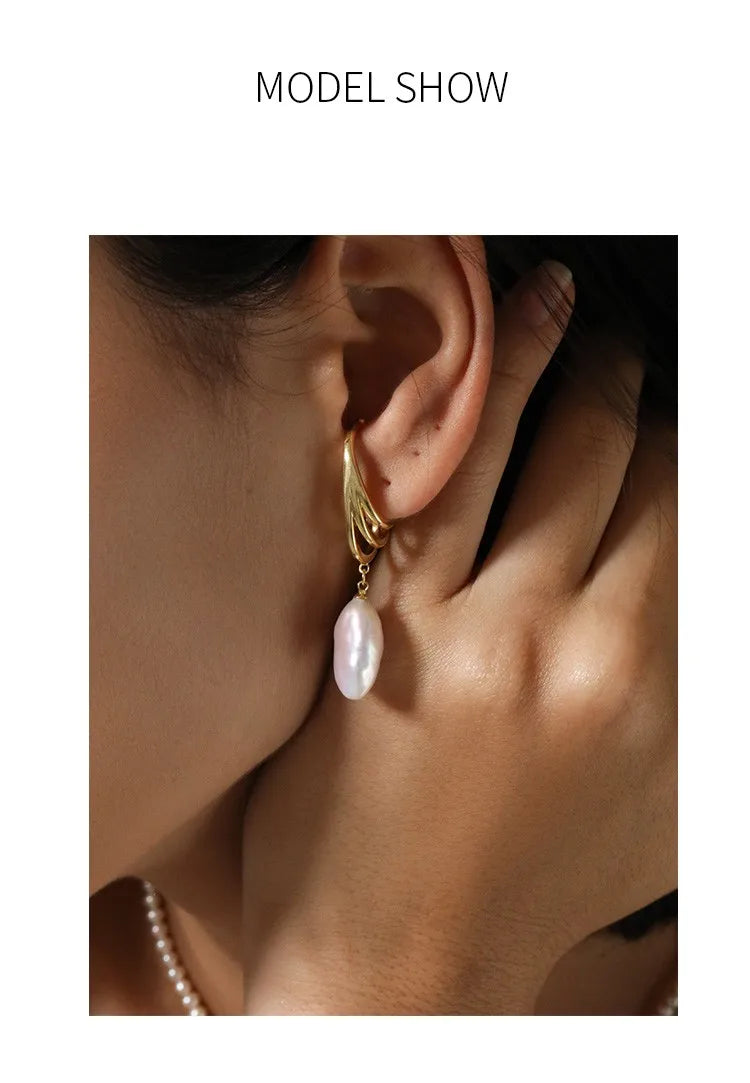 Moolan Jewel Baroque Pearl Earrings for Women Without Pierced Ears