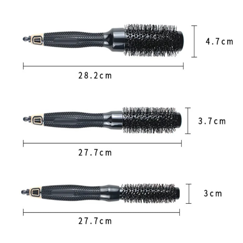 6pcs/set Black Boar Bristles Round Hair Comb