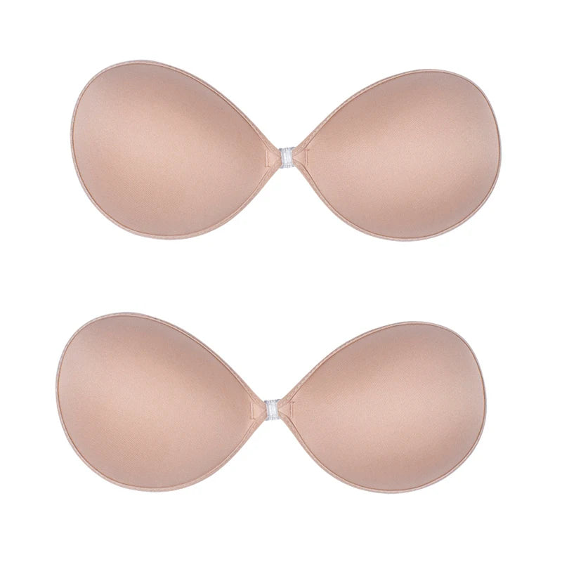 1/2Pcs Sexy Invisible Push-Up Self-Adhesive Silicone Bra – Backless & Strapless with Front Closure