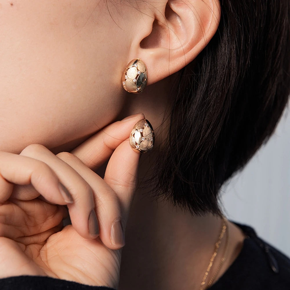 18K Gold Plated 925 Sterling Silver Lab Sapphire Pear Ear Studs Earrings for Women