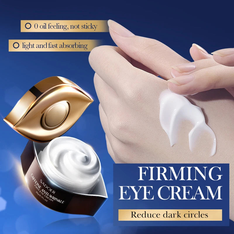 SADOER Caffeine Eye Cream for Dark Circles & Puffiness Removal, Firming & Moisturizing Eye Care