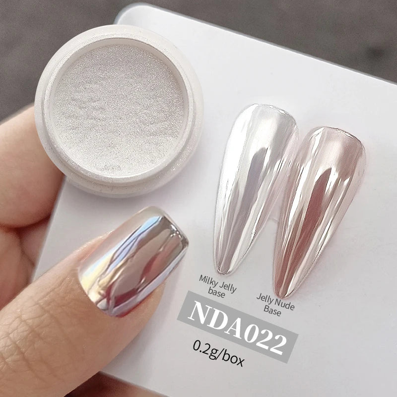 NICOLE DIARY Moonlight Mirror Nail Powder - Aurora Silver Chrome Pigment for UV Gel