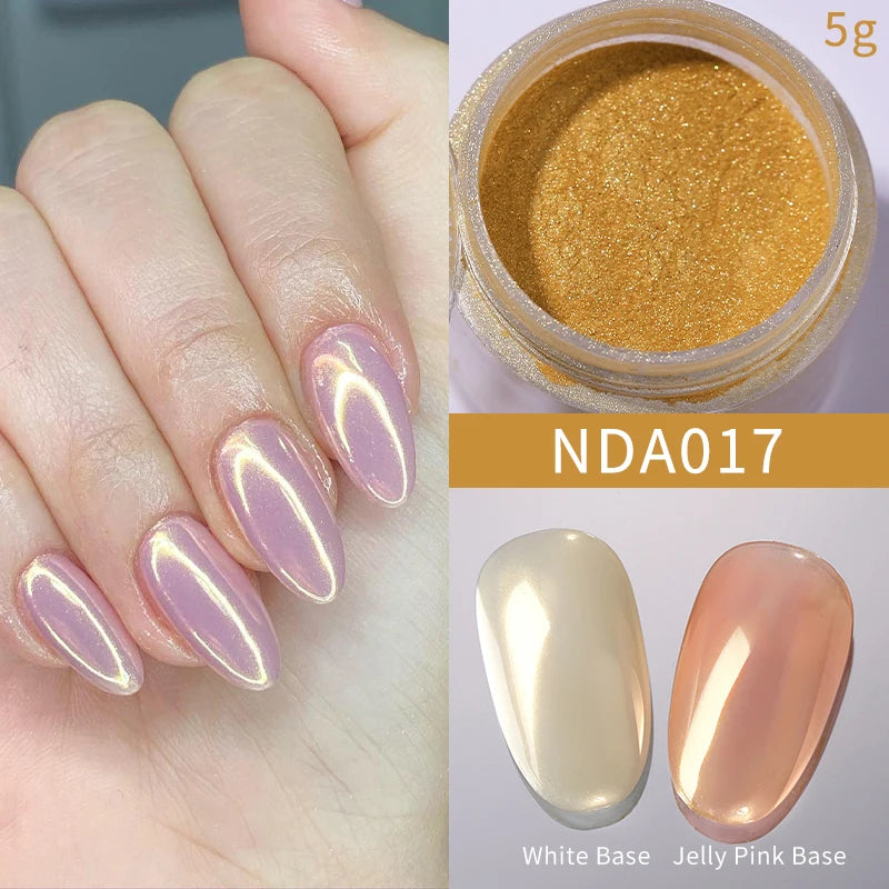 NICOLE DIARY Moonlight Mirror Nail Powder - Aurora Silver Chrome Pigment for UV Gel