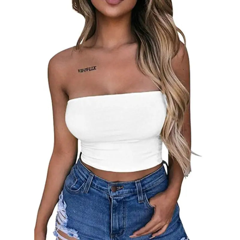 Women’s Sexy Strapless Off-Shoulder Crop Tube Topa