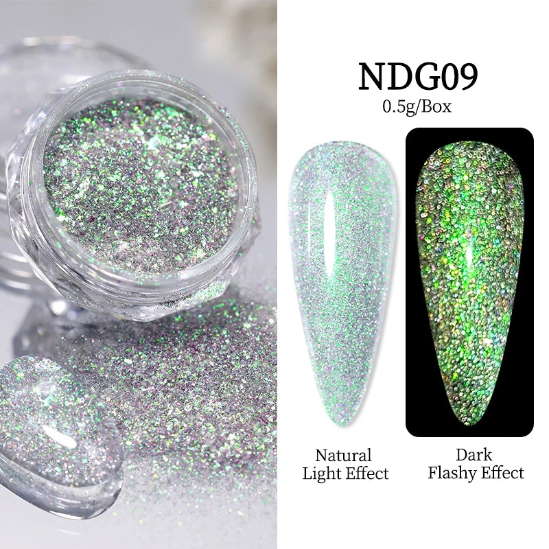 NICOLE DIARY Moonlight Mirror Nail Powder - Aurora Silver Chrome Pigment for UV Gel