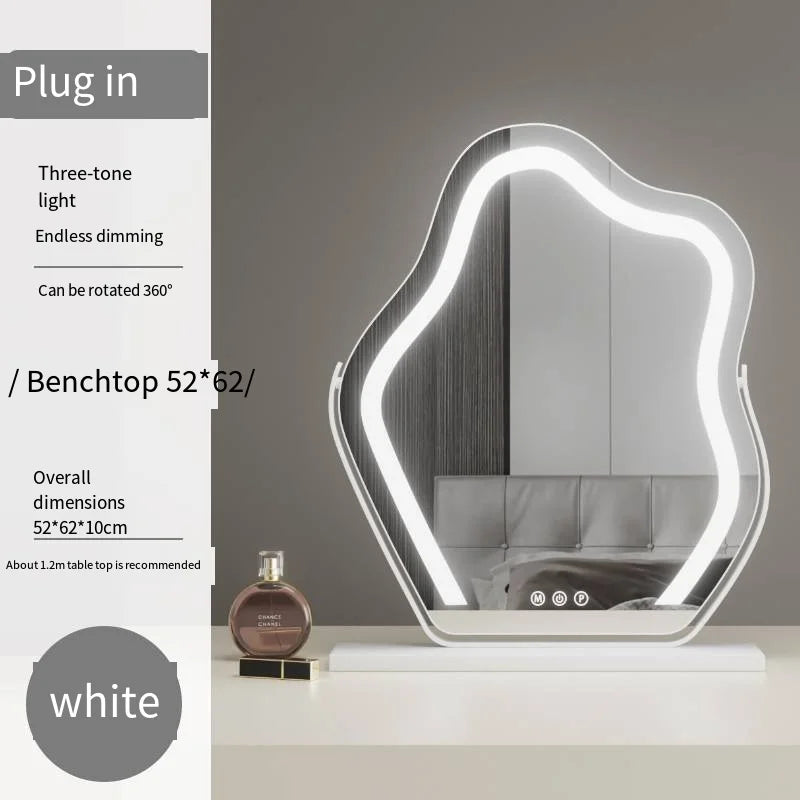 Rotating Vanity Mirror with Dimmable LED Lights