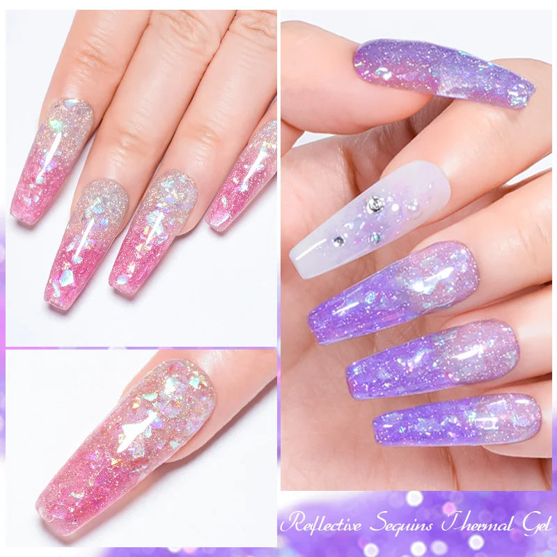 10Pcs Glitter Dried Flower Gel Nail Polish Set – UV LED Nail Art Gel, Base & Top Coat, Semi-Permanent Manicure Kit