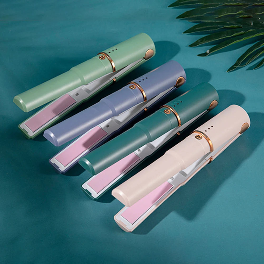 Portable USB Rechargeable Hair Straightener Rolling Electric Curling Curl Modelling Tools Mini Wireless Curling Iron