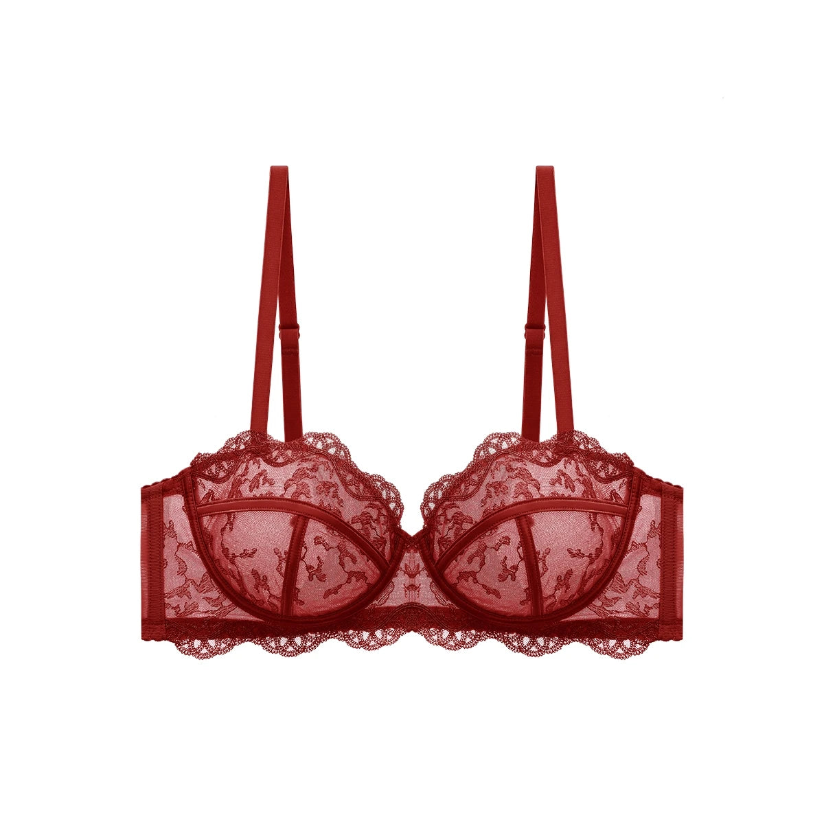French Luxury Ultra-Thin Lace Bra for Women – Sexy, Comfortable, and Gathered Design