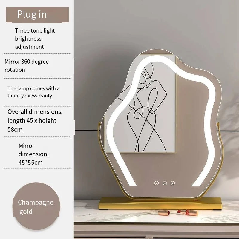 Rotating Vanity Mirror with Dimmable LED Lights