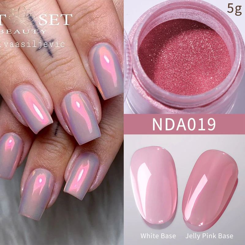 NICOLE DIARY Moonlight Mirror Nail Powder - Aurora Silver Chrome Pigment for UV Gel