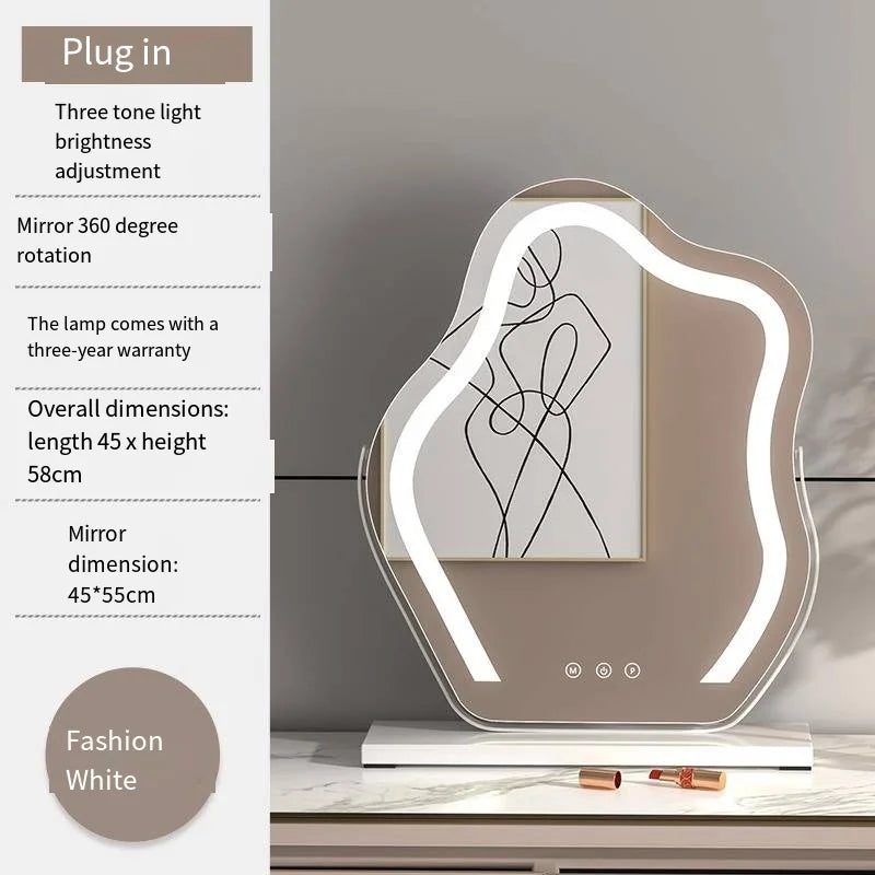 Rotating Vanity Mirror with Dimmable LED Lights