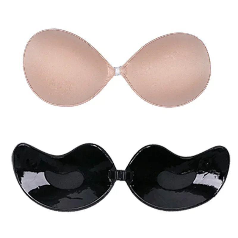 1/2Pcs Sexy Invisible Push-Up Self-Adhesive Silicone Bra – Backless & Strapless with Front Closure