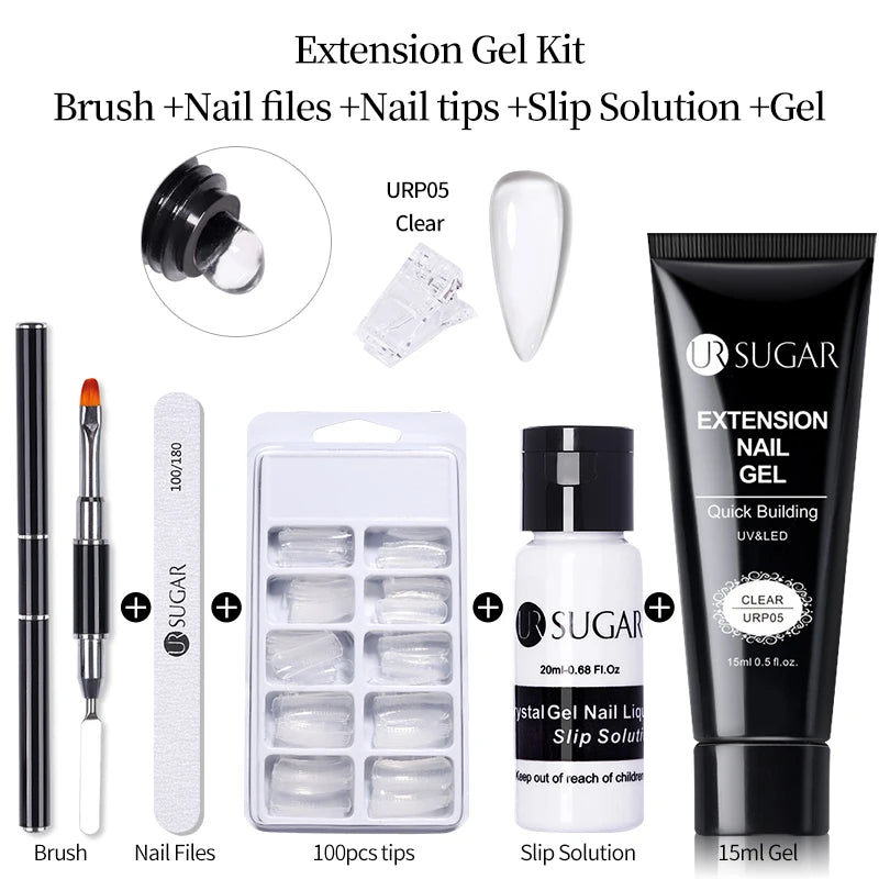 15ml Nail Extension Gel Set with 6W LED Lamp Full Manicure Kit for Quick Extensions