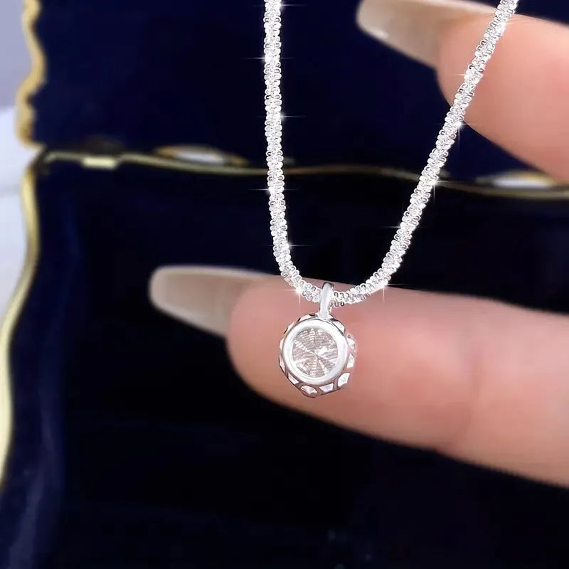 GRA 1CT Sparkling Luxury Moissanite Diamond White Pendant Necklace for Women