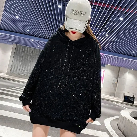 Rhinestone Sequin Oversized Hoodie