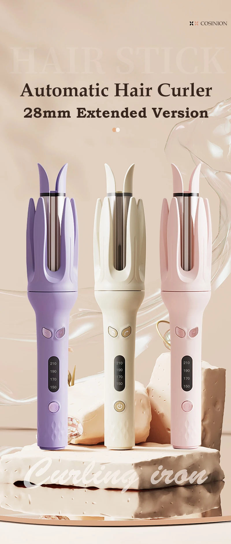 Automatic Hair Curler 28mm Negative Ions Ceramic Curling Iron