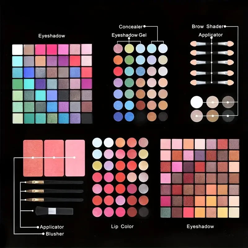 177-Piece Makeup Set – Eyeshadow Palette, Blush, Lip Gloss, Concealer & More – All-in-One Women’s Makeup Kit with Mirror