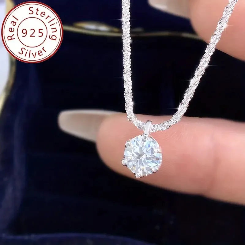 GRA 1CT Sparkling Luxury Moissanite Diamond White Pendant Necklace for Women