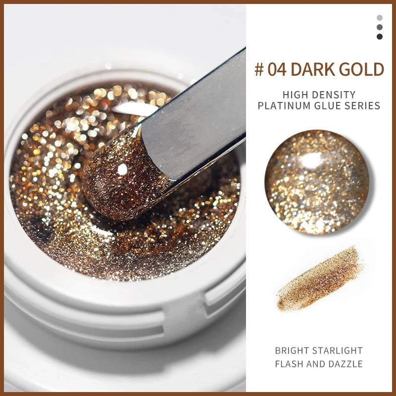 Metallic Gold Mirror Effect Gel Nail Polish - French Art & Glitter UV Gel