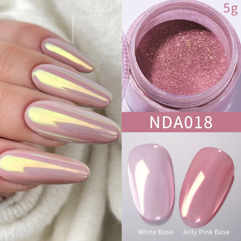 NICOLE DIARY Moonlight Mirror Nail Powder - Aurora Silver Chrome Pigment for UV Gel